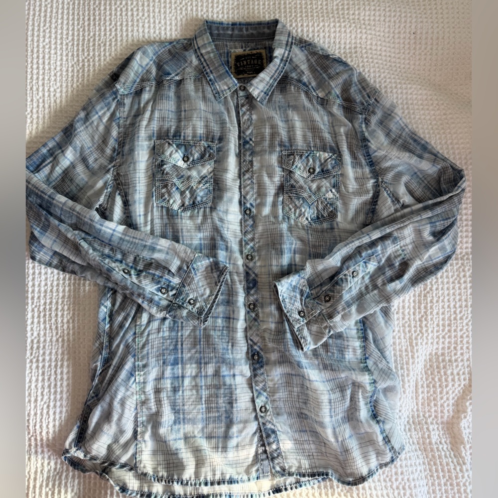 BKE Blue Plaid Men's Shirt